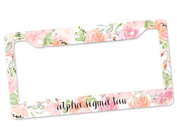 Matte Pink Officially Licensed Alpha Sigma Tau License Plate Frame