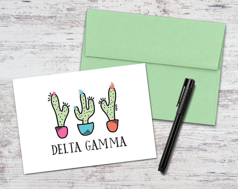 DG Delta Gamma Cactus Trio Notecard with Envelope Greek Sorority Stationery