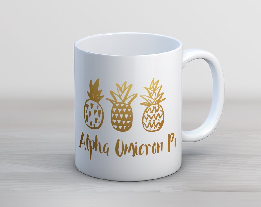 Alpha Omicron Pi Sorority Gold Coffee Mug 