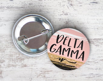 DG Delta Gamma Rose Gold Black Single or Bulk 2.25" Pinback Button