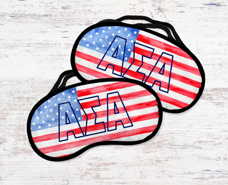 ASA Alpha Sigma Alpha Watercolor Flag Eye Mask Sorority Greek