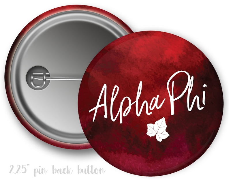 Alpha Phi Watercolor Script Single or Bulk 2.25 Pinback Button