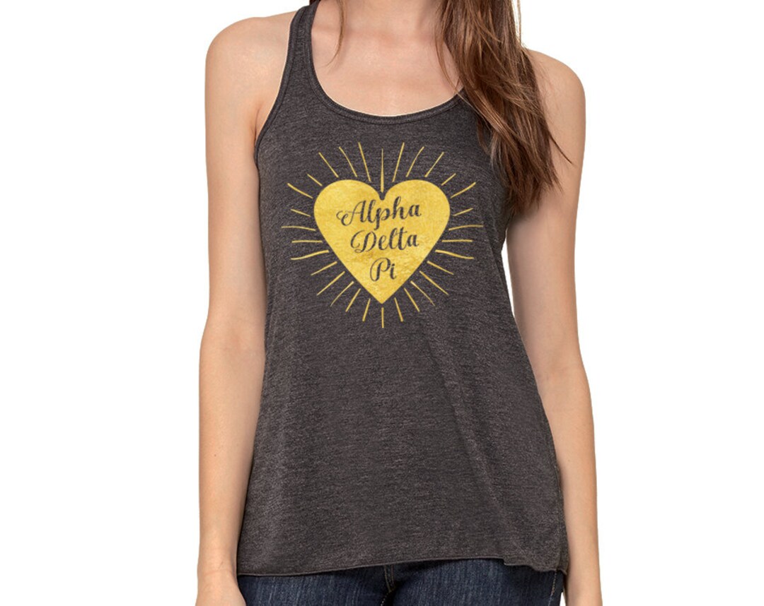 Adpi Alpha Delta Pi Heart Burst Script Flowy Racerback Tank - Etsy