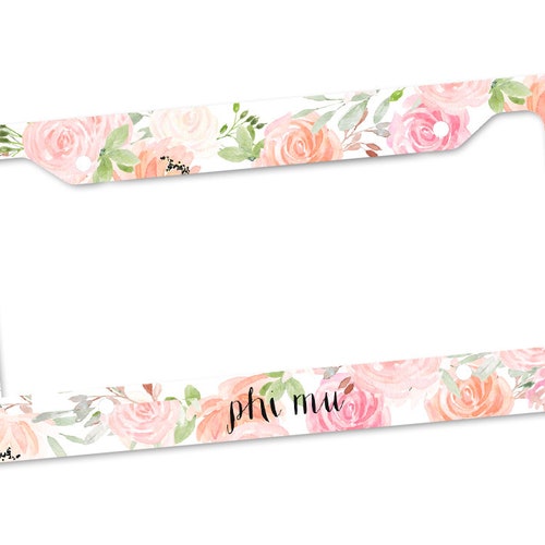 Phi Mu Pretty in Pink Aluminum License Plate Frame Etsy