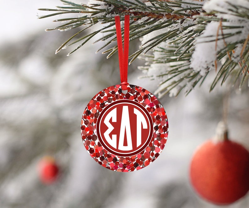 Sdt For Christmas 2022 Sdt Sigma Delta Tau Wreath Aluminum Christmas Ornament Greek | Etsy