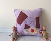 Handstitched Puppy Pillow Made From a Vintage Cutter Quilt