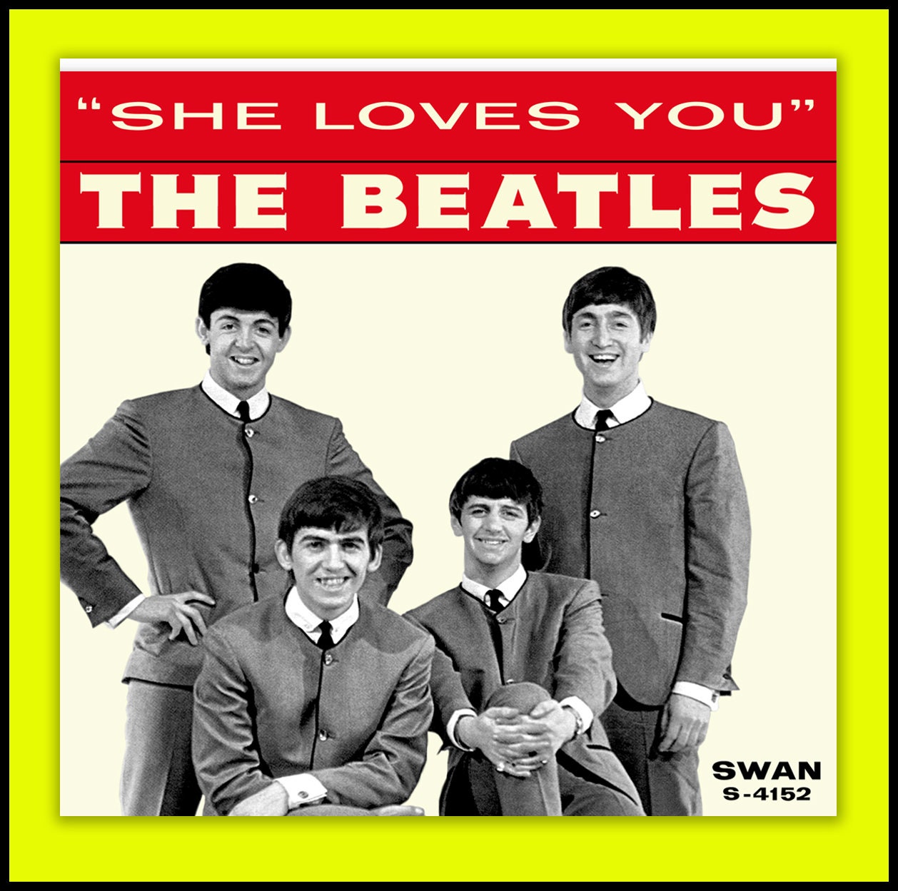 Buy THE BEATLES -- She Loves You- Swan Fantasy 45 Picture Sleeve #1 *no Vinyl* Online in India - Etsy