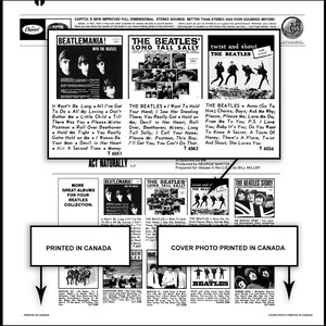 May include: A black and white photo of a record album cover featuring the Beatles. The album cover is for the album "Act Naturally" and features the band members in a casual pose. The album cover also includes the text "More Great Albums For Your Beatles Collection" and "Printed in Canada".