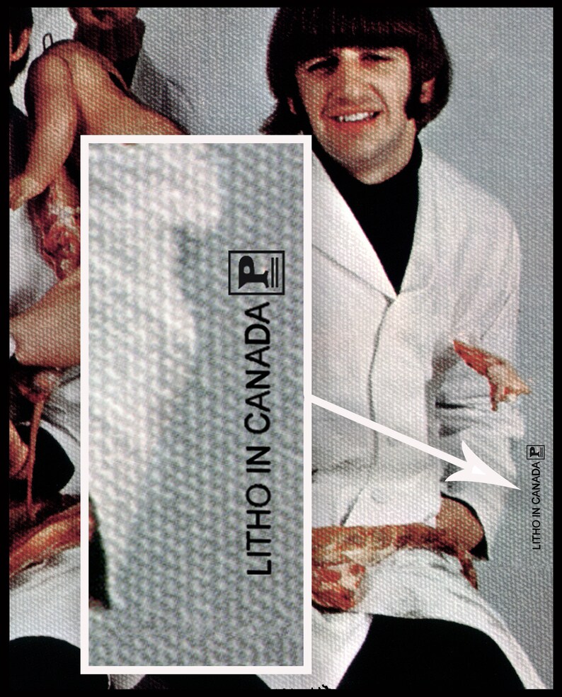 May include: A black and white photograph of a man wearing a white jacket with a black turtleneck. The text "LITHO IN CANADA" is printed on the jacket.