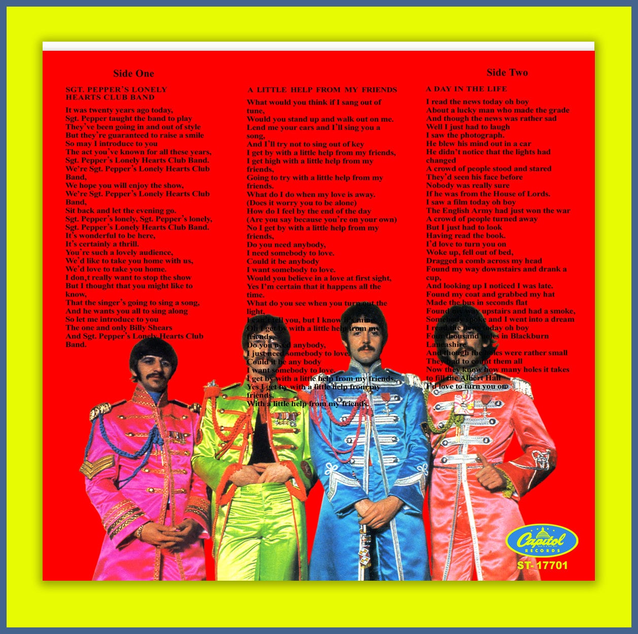 THE BEATLES -- Sgt. Pepper Lonely Hearts Club Band #1 Capitol