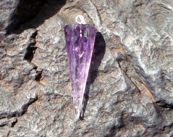 Amethyst Crystal Spear Pendant - #22 February Birthstone