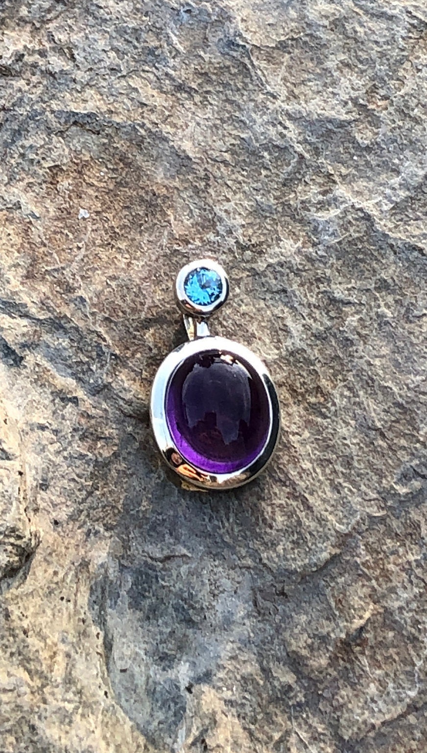 Amethyst, Blue Topaz & Sterling Silver Pendant