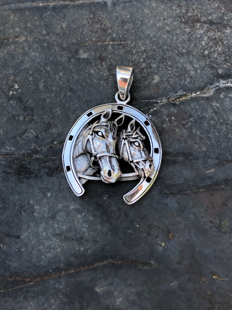 Sterling Silver Double Horse Pendant