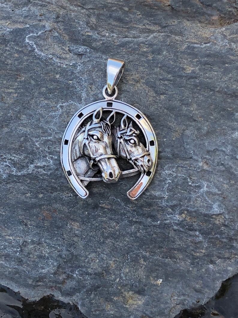 Sterling Silver Double Horse Pendant