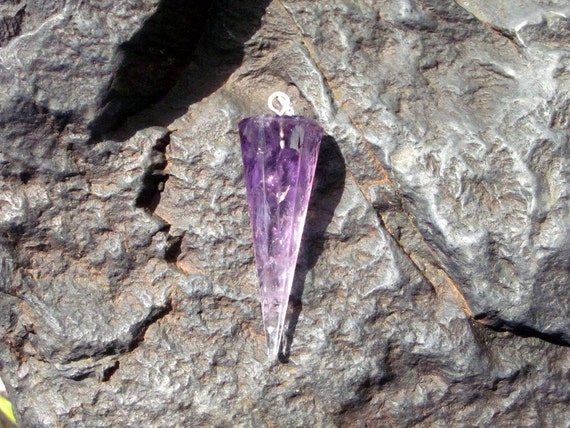 Amethyst Crystal Spear Pendant - #22 February Birthstone