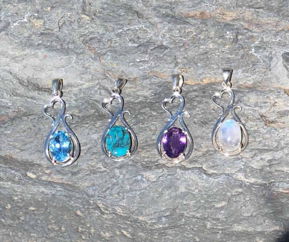 Assorted Gemstone Heart Pendant
