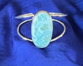 Larimar and Sterling Silver Cuff Bracelet