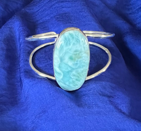 Larimar and Sterling Silver Cuff Bracelet