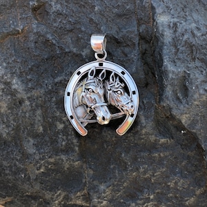 Sterling Silver Double Horse Pendant