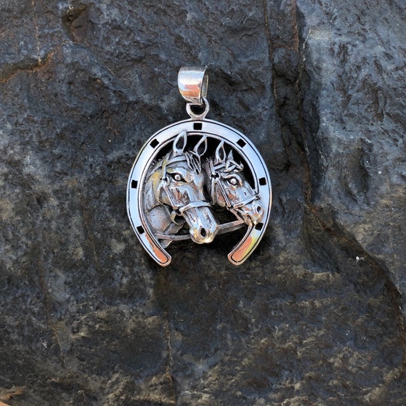 Sterling Silver Double Horse Pendant