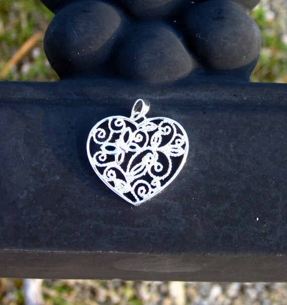Sterling Silver Filigree Heart Pendant - #307