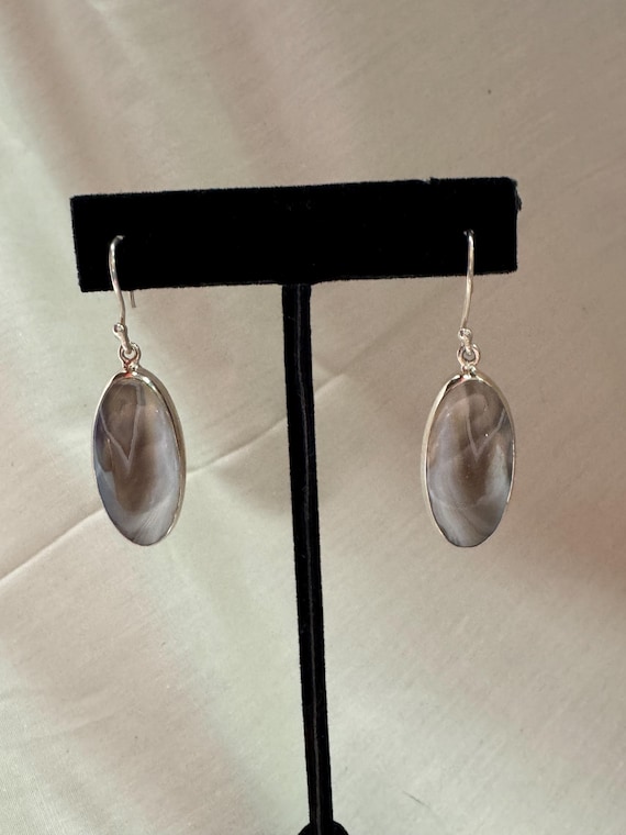 Batswana Agate and Sterling Silver Earrings