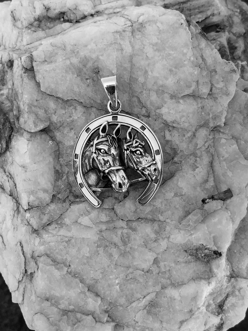 Sterling Silver Double Horse Pendant