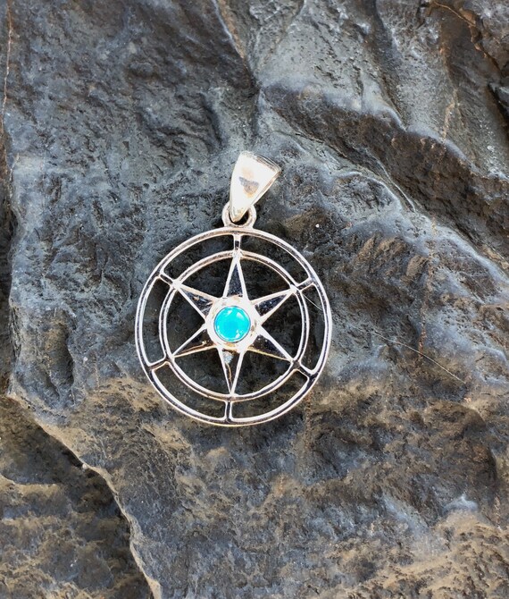 Assorted Stone and Sterling Silver Star Pendant