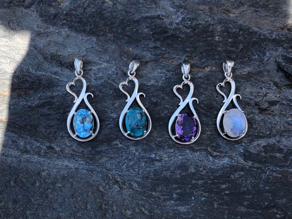Assorted Gemstone Heart Pendant