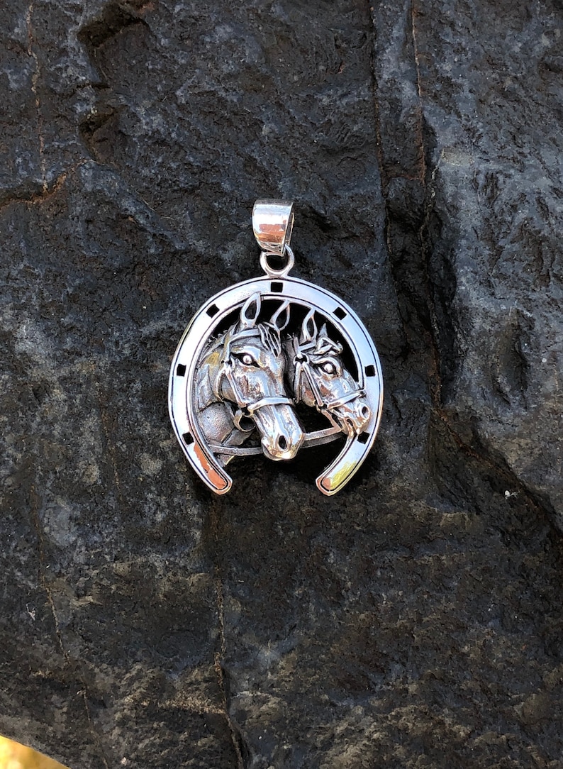 Sterling Silver Double Horse Pendant