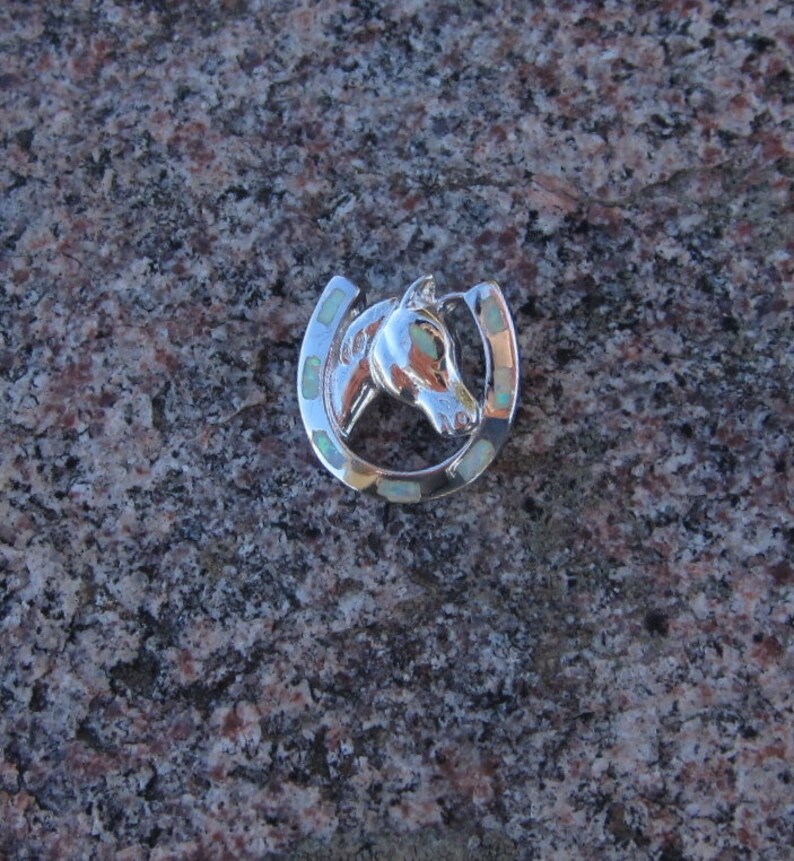 Sterling Silver and Opal Horseshoe Pendant 370 Etsy