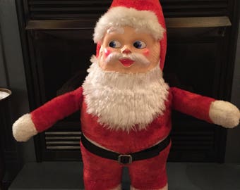 vintage stuffed santa with plastic face