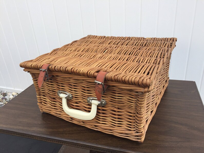 Vintage Brexton Red Plaid Wicker Picnic Basket Etsy