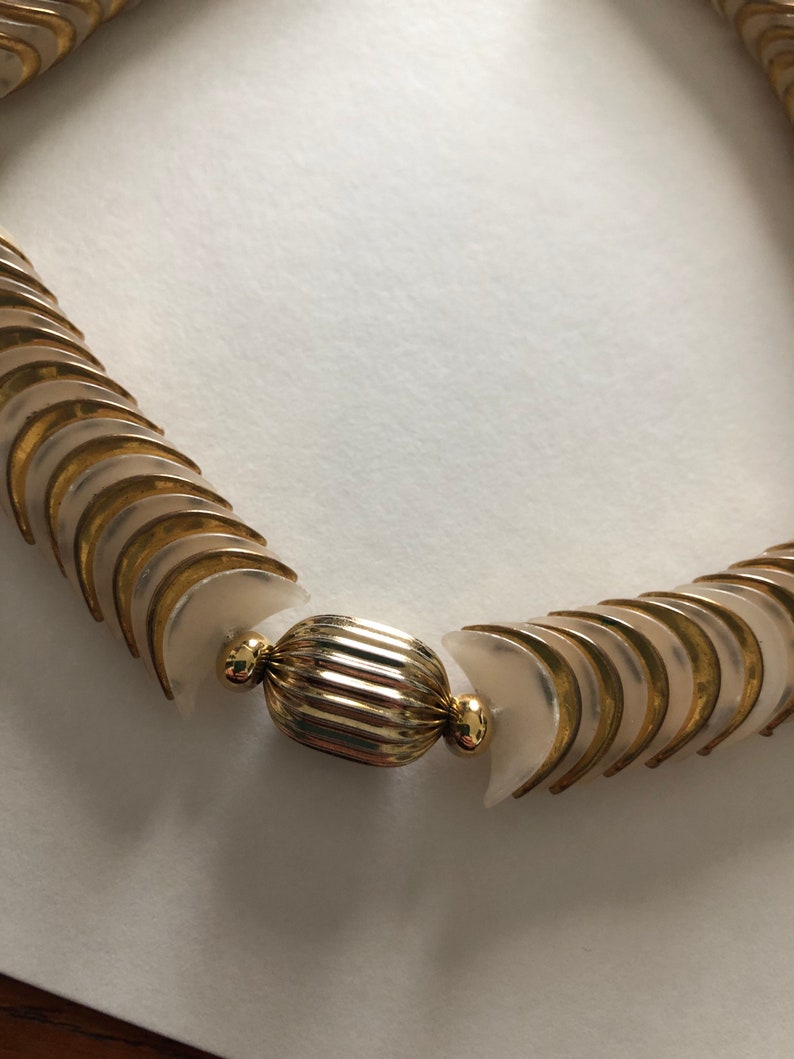 Vintage Sandra David gold and satin beaded necklace