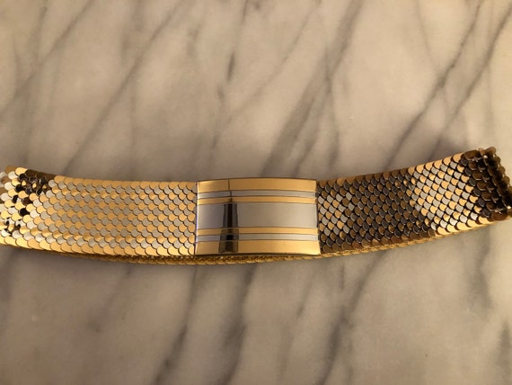vintage silver and gold metal stretch belt with st