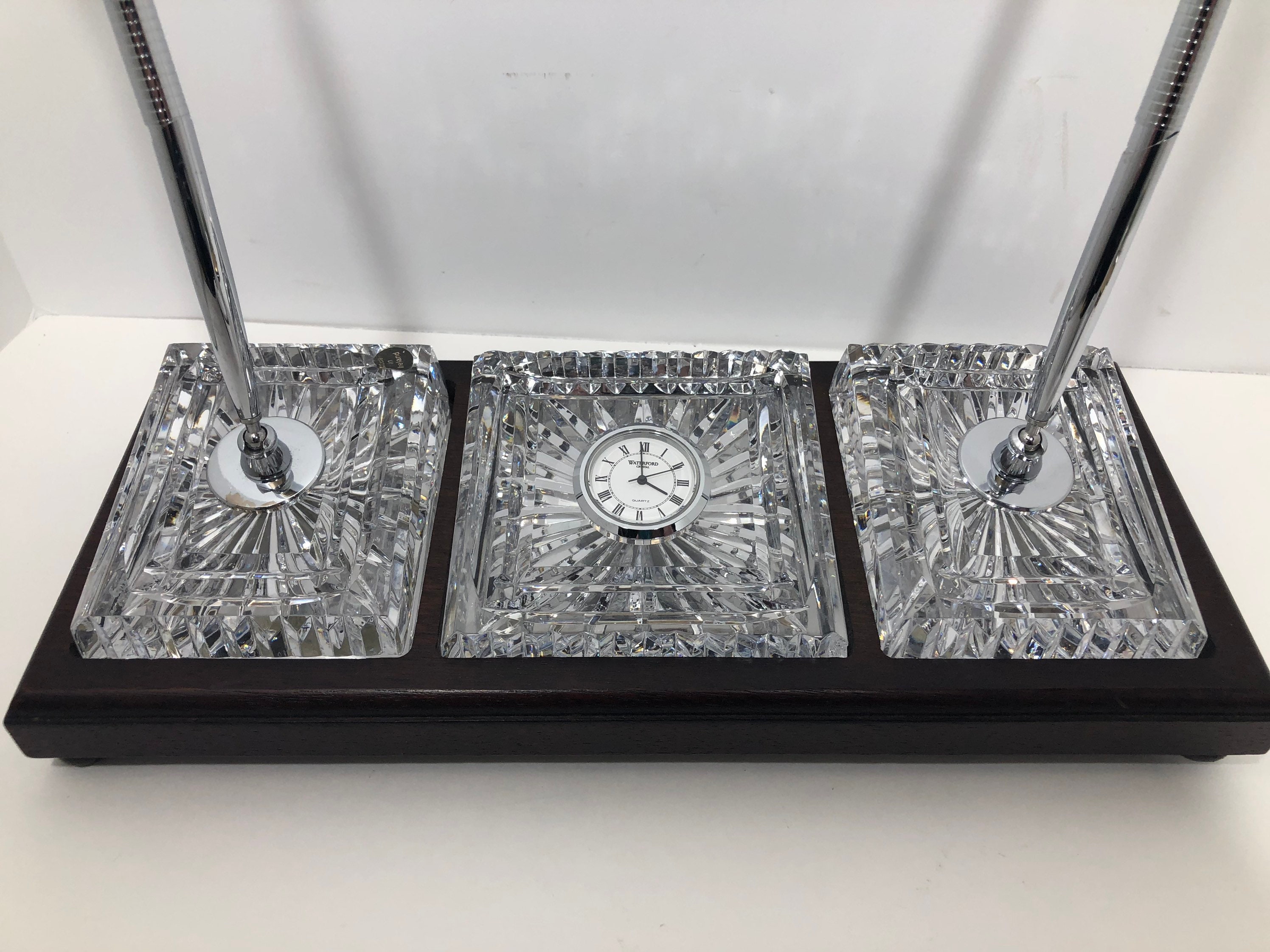 Waterford Crystal Desk Set Clock and Pen Holders Etsy