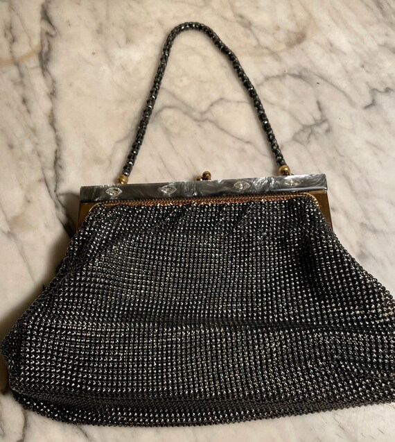 whiting and davis black mesh purse
