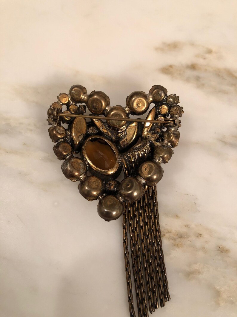 Vintage Juliana style topaz tassel brooch