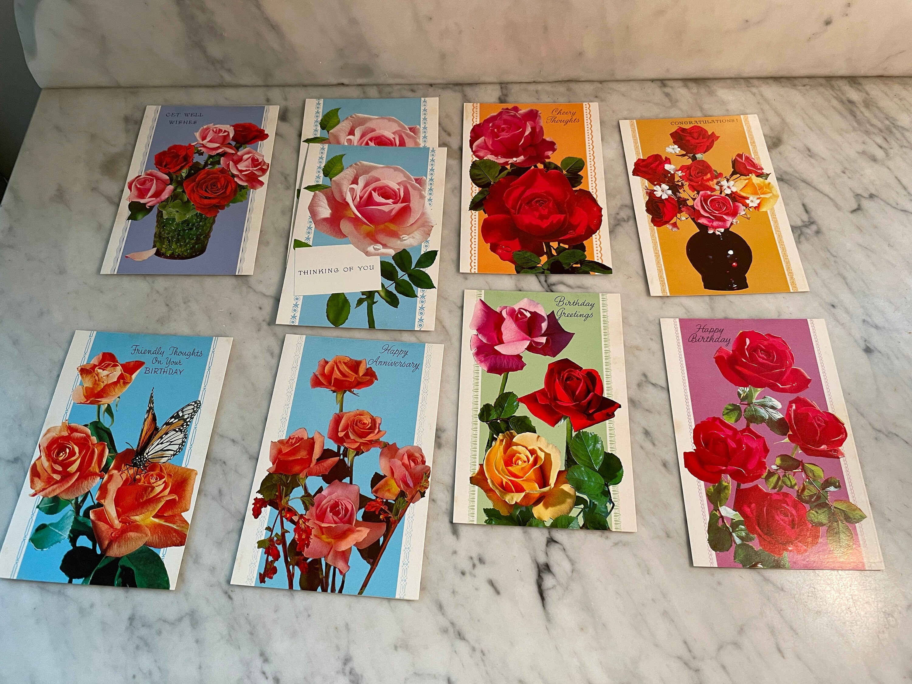 Lot of 9 vintage assorted cards with 8 envelopes