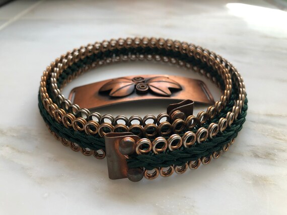 Vintage Rebajes copper modernist cinch belt with l