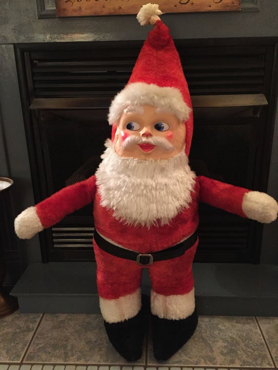 vintage stuffed santa with plastic face