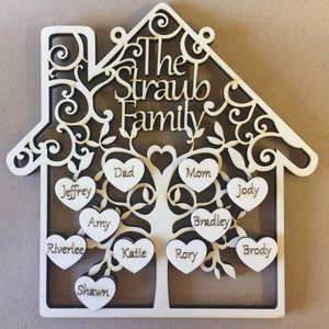 Placa de árbol genealógico personalizada: madera cortada a láser, regalo para nietos