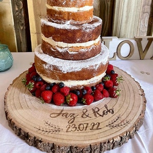 Personalised Wood log slice, personalised cake stand, log cake stand, wedding cake
