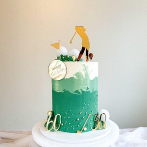 Personalised Golf Birthday Cake Topper Set: Golfer Silhouette & Name Charm