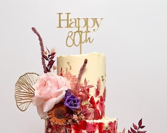 Happy Birthday Cake Topper, Happy 60th, Happy 70th, Happy 50th, Happy 30th, Birthday Cake Decoration, Personalised topper