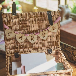 Wooden Wedding Card Sign Bunting: Rustic Heart Garland