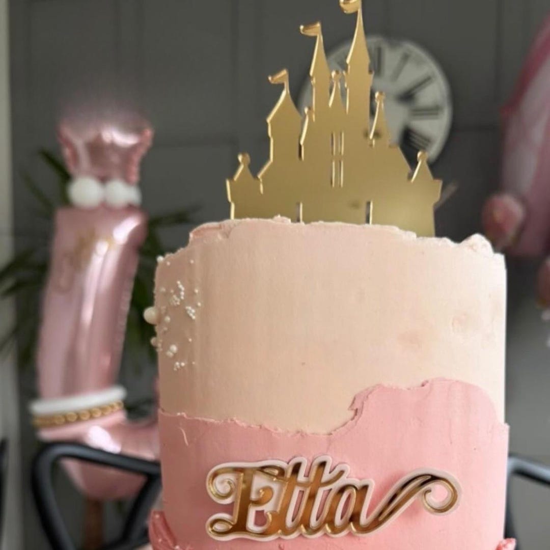 Personalised Princess Castle Birthday Cake Topper Set: Castle, Name ...