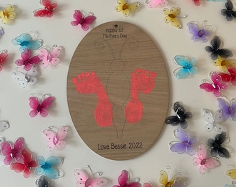 Personalised children’s foot print, Mother’s Day gift, Butterfly footprint  children’s handprint art