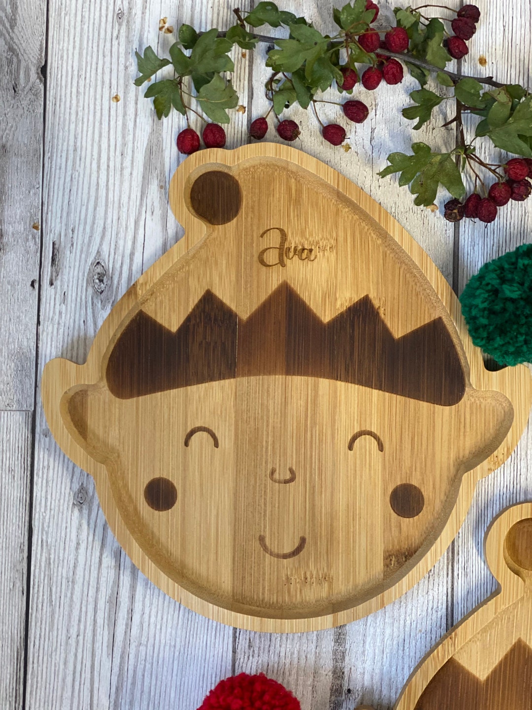Elf Plate Personalised Bamboo Christmas Plate Kids Etsy