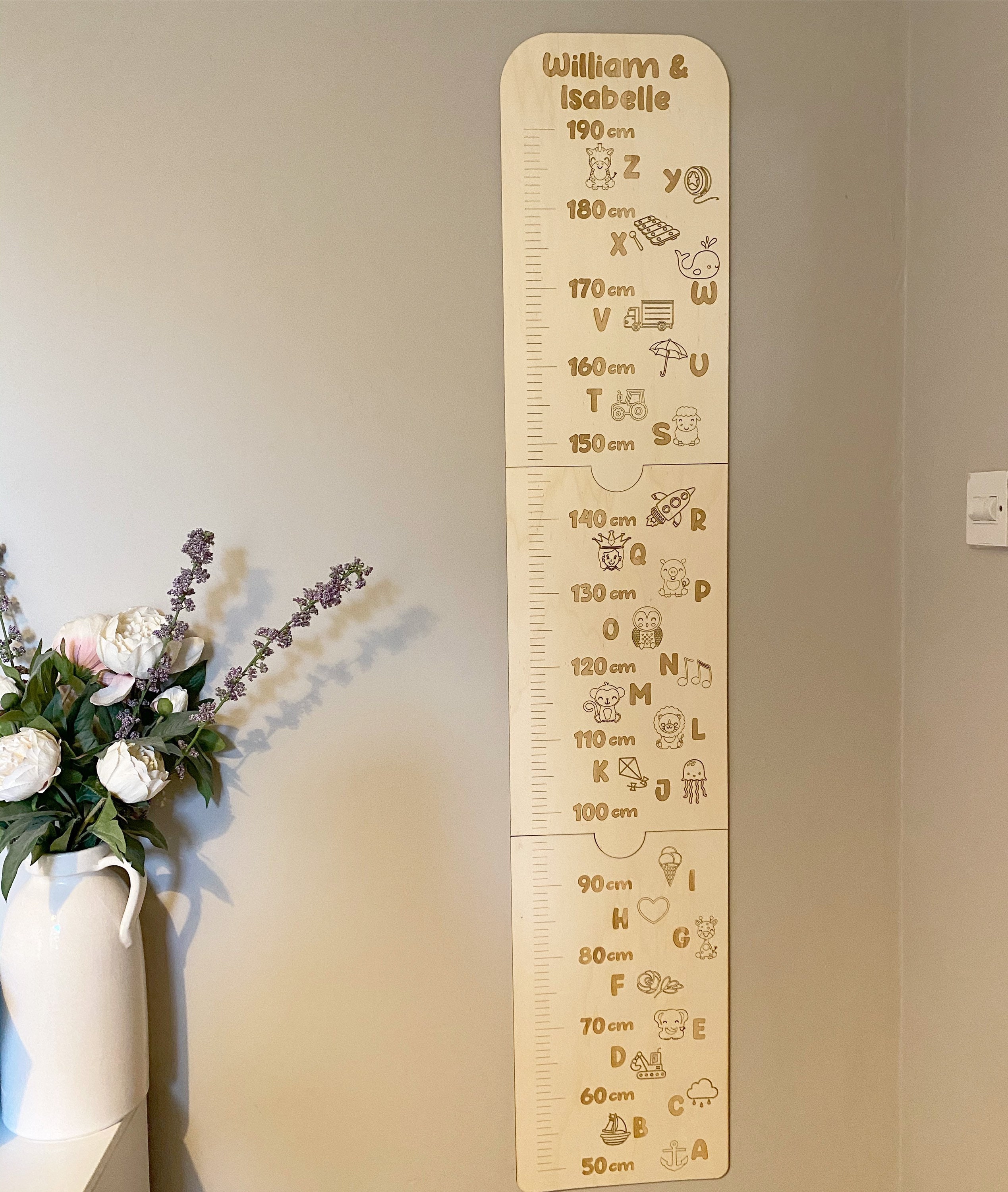 Personalised height chart, wooden height chart, space height chart